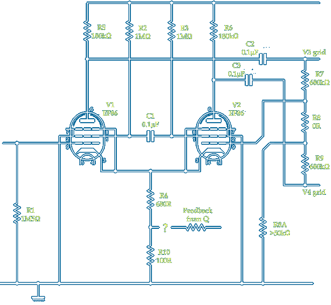 QUAD II valve amplifier driver configured as simple paraphase